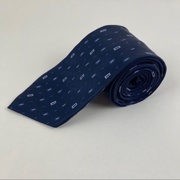 Van Heusen Tie Mens Blue Geometric - Picture 1 of 6